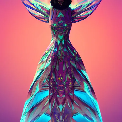 Prompt: a beautiful flowy summer dress, glitched beeple unique, hyperdetailed, featured on Artstation, cgsociety, Behance HD