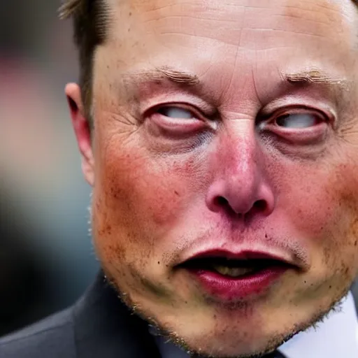 Image similar to elon musk with rhino horn angry