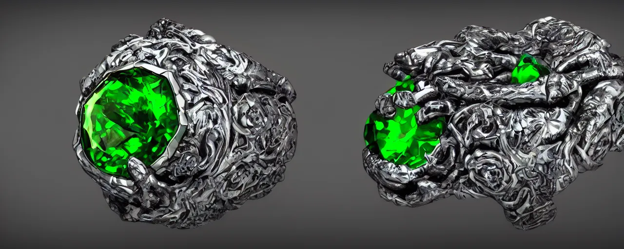 Image similar to simple magic ring of poison, ring, skull, green, black, smooth shank, crystals, engravings, product design, jewelry, colorful, art by gerald brom, greg rutkowski and artgerm, photo realism, unreal engine, c 4 d