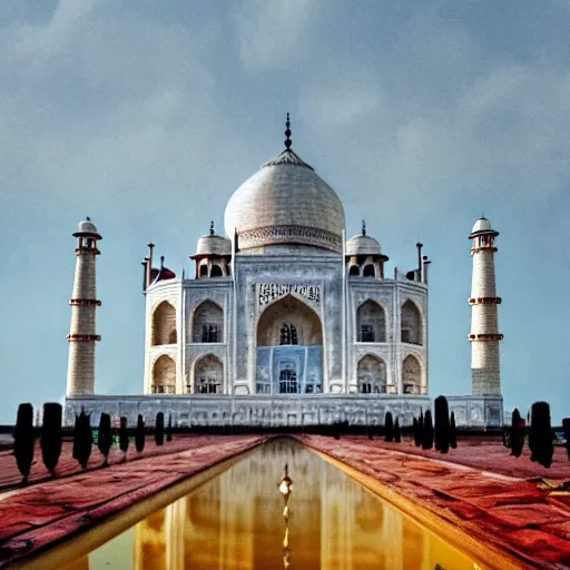 Image similar to the taj mahal made ot of cheese, 8k photorealism, extremly detailed, trending on artstation