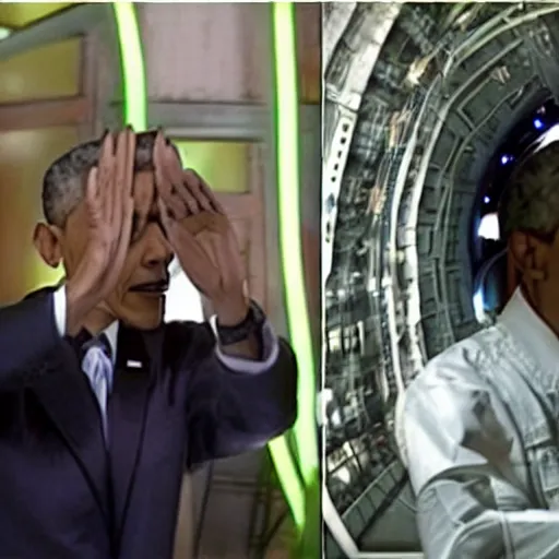 Image similar to barrack obama going through an active stargate in atlantis