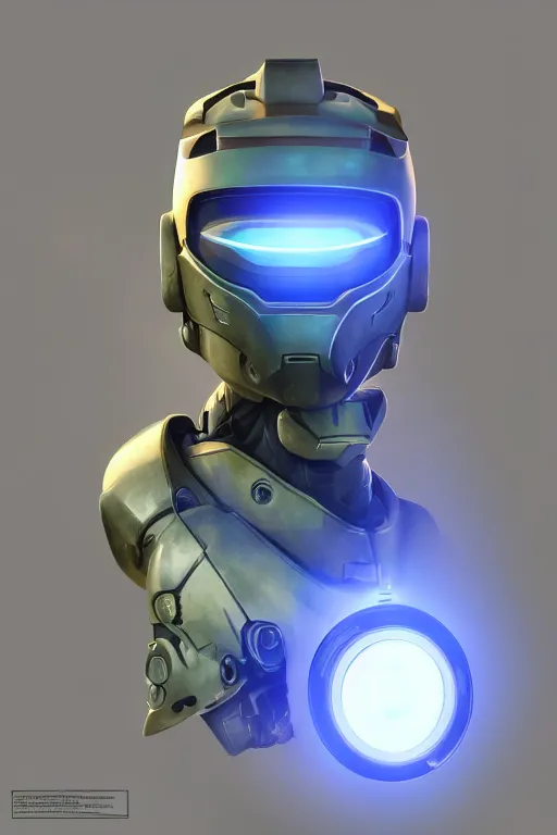 Image similar to robot ninja mask helmet halo master chief radiating a glowing aura global illumination ray tracing hdr fanart arstation by ian pesty and katarzyna da „ bek - chmiel