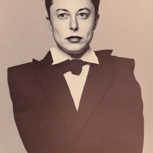 Image similar to elon musk crossdressing in seifuku, extremely detailed vintage photo