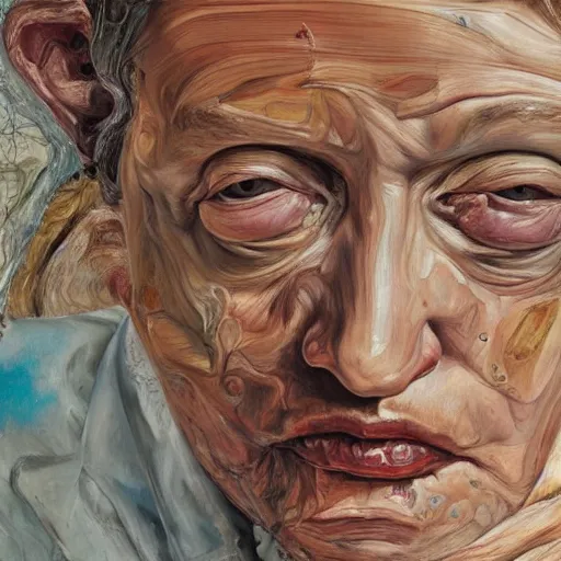 Image similar to high quality high detail painting by lucian freud and jenny saville, hd, bacteria, turquoise