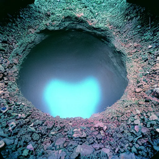 Image similar to infinity nightmare sinkhole, accidentally photographed, accidental photo portra 8 0 0 in the 9 0 s