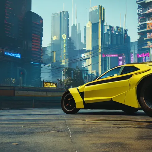 Image similar to Cyberpunk 2077 yellow jacket, concept art, unreal engine, 4k render, global illumination, blender, cycles