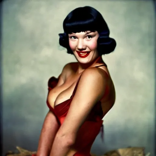 Prompt: betty page as a real person photo by annie leibovitz