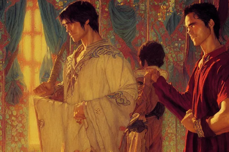 Image similar to tales of earthsea, painting by gaston bussiere, craig mullins, j. c. leyendecker, tom of finland