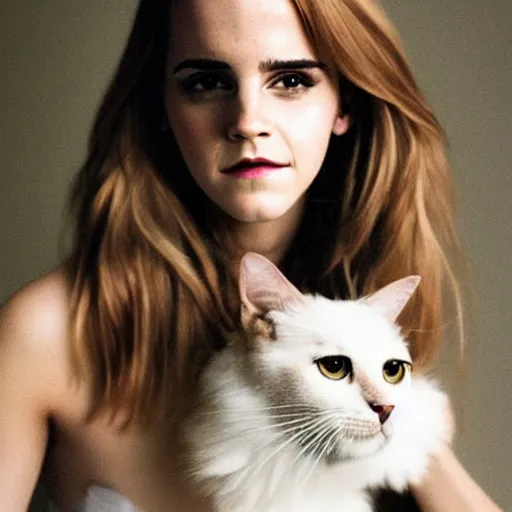 Image similar to portrait photograph of emma watson as a cat