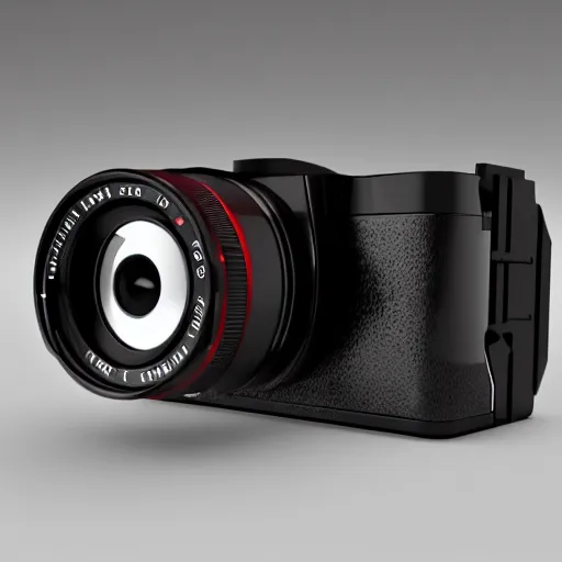 Image similar to a darth veder mirrorless camera, 3 d render