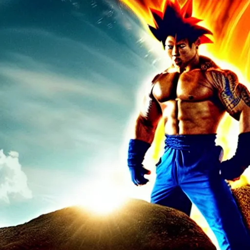 Image similar to dwayne johnson as goku