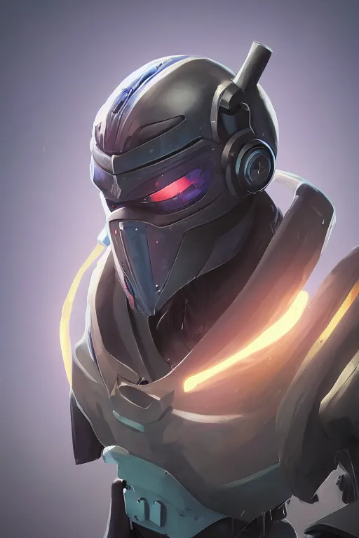 Image similar to epic mask helmet robot ninja portrait stylized as fornite style game design fanart by concept artist gervasio canda, behance hd by jesper ejsing, by rhads, makoto shinkai and lois van baarle, ilya kuvshinov, rossdraws global illumination radiating a glowing aura global illumination ray tracing hdr render in unreal engine 5