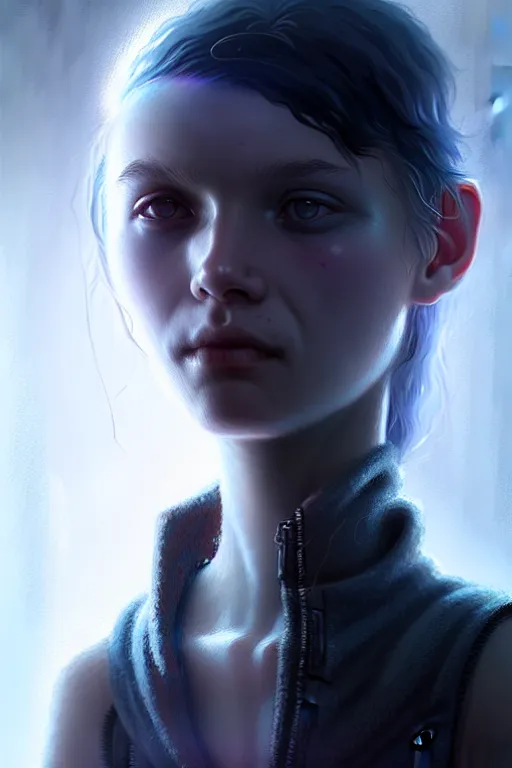 Image similar to a young, slender girl, cryocapsule, container, freezing, hyperrealistic face, beautiful eyes, fantasy art, in the style of greg rutkowski, intricate, hyperdetalized, smooth, cyberpunk, tech