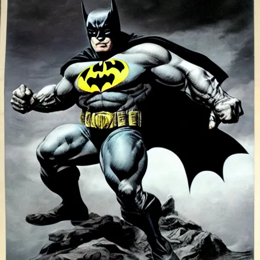 Image similar to frank frazetta the hulk as batman, 8 k, realistic, photo real, smooth, sharp, intricate detail, hyper detail, dramatic lighting, dramatic shading