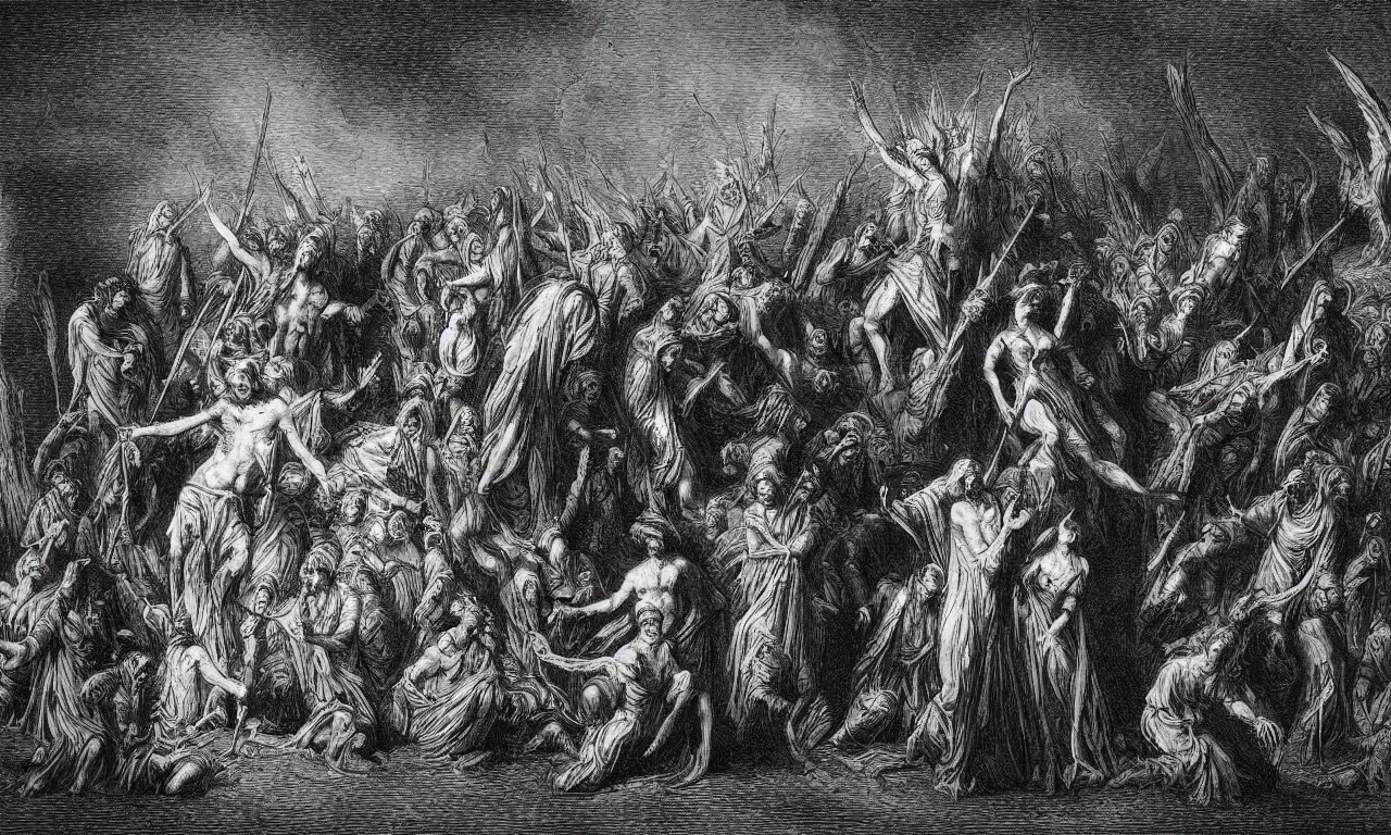 Image similar to dantes purgatory, by gustav dore