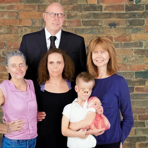 Prompt: a family of ridiculously-looking people