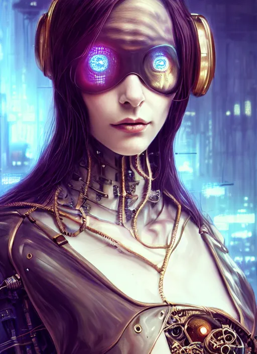 Image similar to soft lustrous ivory ebony biotech raver gutter punk gothic steampunk cyborg, golden ratio, details, scifi, fantasy, cyberpunk, intricate, decadent, highly detailed, digital painting, octane render, artstation, concept art, smooth, sharp focus, illustration, art by artgerm, loish, wlop