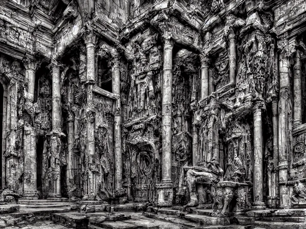 Prompt: dark cybernetic gothic temple of antichrist high quality hdr photo art by giger, beksinsky, wayne barlove, greg rutkovski