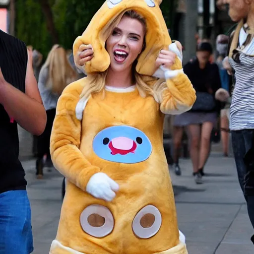 Image similar to scarlett johansson wearing a hamster costume