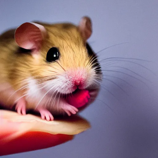 Prompt: a very tiny dwarf hamster eating a tiny screaming little child, realistic, depth of field, bokeh blur, studio lighting, detailed, 4 k ultra hd