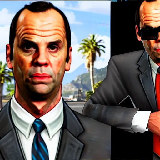 Prompt: Ernie Johnson as a GTA V character, highly detailed