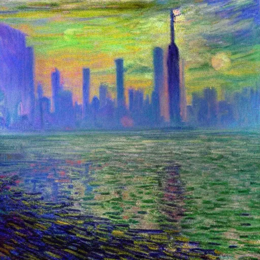 Prompt: cyberpunk in style of Monet,