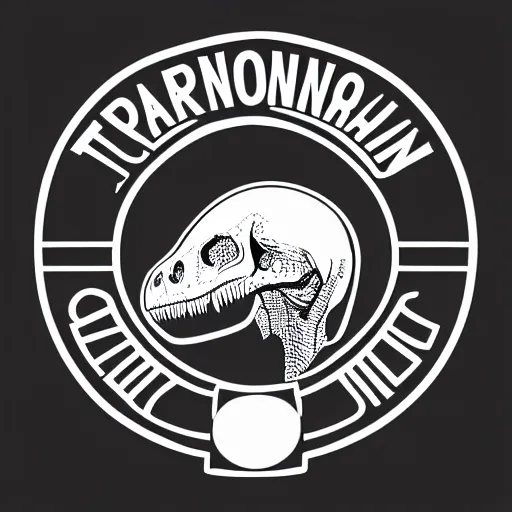 Image similar to tyrannosaurus skull logo, black and white vector, stylized