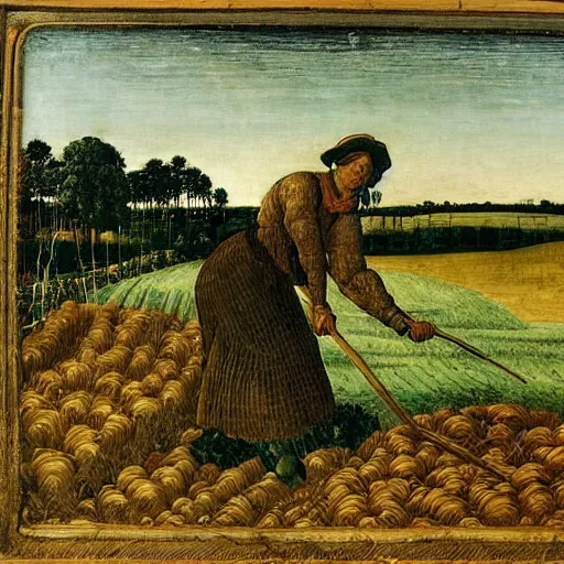 Image similar to Farmer tilling his field by Botticelli,