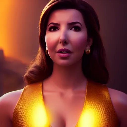 Prompt: a portrait of nancy ajram as thanos, the pixar adaptation, hyper detailed, digital art, trending in artstation, cinematic lighting, studio quality, smooth render, unreal engine 5 rendered, octane rendered