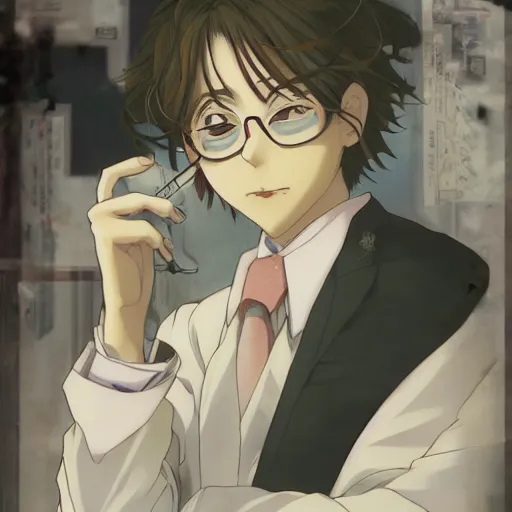 Image similar to portrait of the drunken biologist, anime fantasy illustration by tomoyuki yamasaki, kyoto studio, madhouse, ufotable, trending on artstation