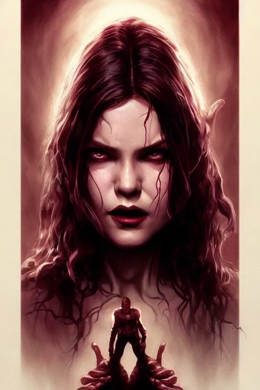 Image similar to beautiful cinematic horror poster, hybrid from Doom and art direction by Drew Struzan ;by artgerm; wayne reynolds art station; cinematic quality character render; low angle; ultra high quality model; production quality cinema model;