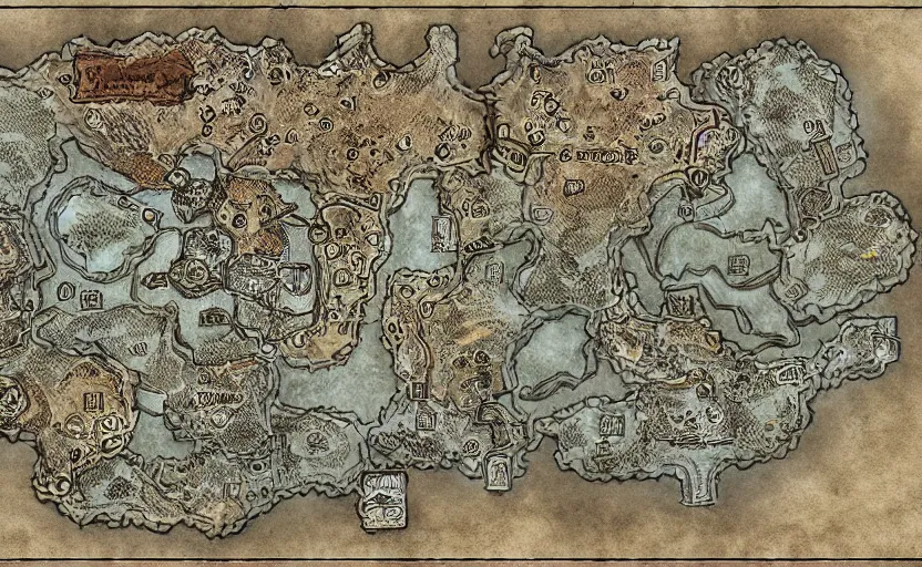 Image similar to Intricate dungeon map for d&d, digital paint, wizards of the coat