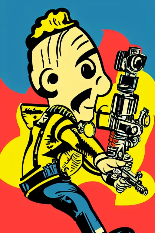 Image similar to fallout 7 6 retro futurist illustration art by butcher billy, sticker, colorful, illustration, highly detailed, simple, smooth and clean vector curves, no jagged lines, vector art, smooth andy warhol style