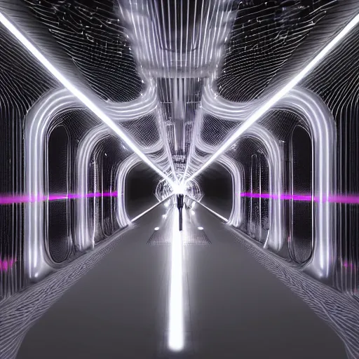 Prompt: a multiverse hypertube hallway made of 4 d quantum expanding entangled particulate galaxies, cosmic, supernova, digital, matrix, futuristic, neon, glowing, octane render, unreal engine, photorealistic, lightsabers, 8 k, ultra detailed