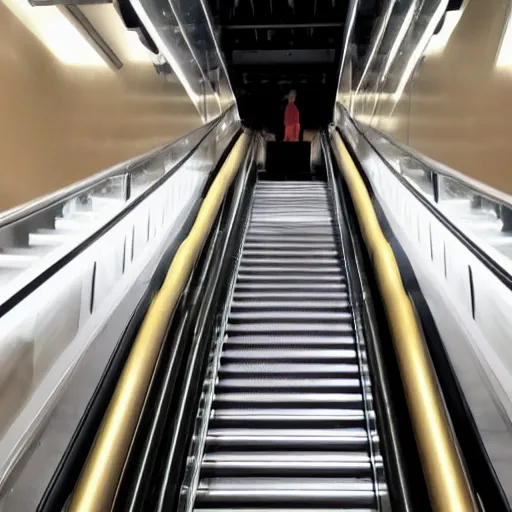 Prompt: mayonnaise on an escalator going up stairs so see you later