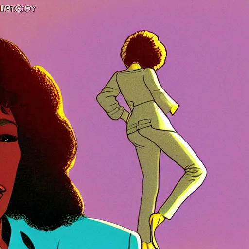 Image similar to whitney houston retro minimalist portrait! moebius starwatcher comic by jean giraud, portrait 8 k