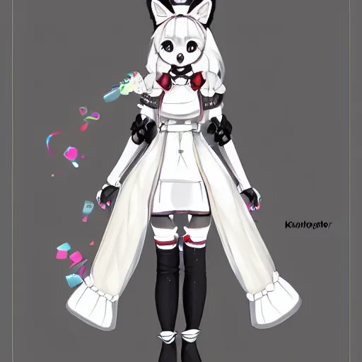 Image similar to a transhuman fox fursona wearing a maid outfit, highly detailed, by kawacy, trending on artstation, furry art