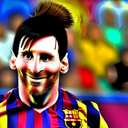 Prompt: Lionel Messi as a Muppet, close up photograph