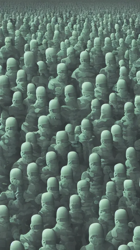 Image similar to army of Obama clones the size of the Hulk by Beeple, 4K