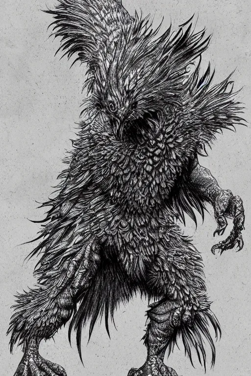 Image similar to raven monster, highly detailed, digital art, sharp focus, trending on art station, kentaro miura manga art style