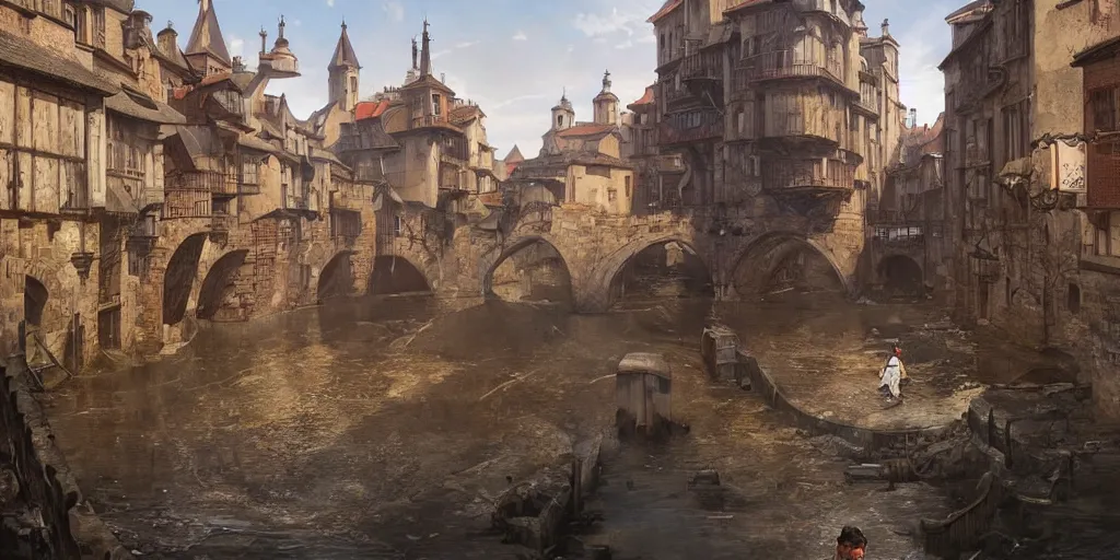 fantasy medieval port city