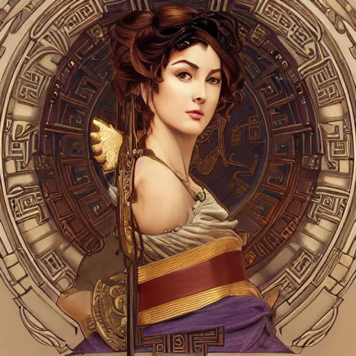 Prompt: greek goddess athena, highly detailed, digital painting, artstation, concept art, smooth, sharp focus, illustration, ArtStation, art by artgerm and greg rutkowski and alphonse mucha and J. C. Leyendecker and Edmund Blair Leighton and Katsuhiro Otomo and Geof Darrow and Phil hale and Ashley wood and Ilya repin and Charlie Bowater