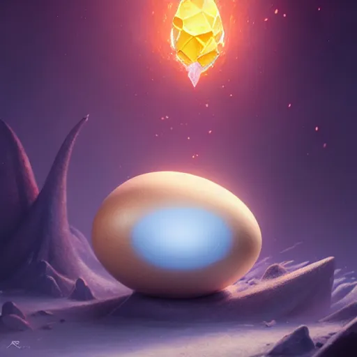 Prompt: magic frost and ice phoenix egg, rock and sand around, peter mohrbacher style, ray tracing, cinematic, digital art, realistic, wallpaper size, octane render