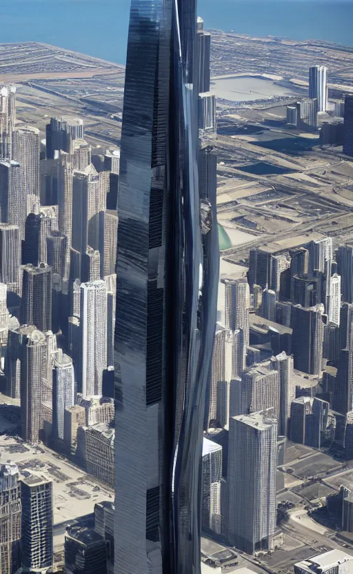 Prompt: the sears tower in chicago redesigned by zaha hadid