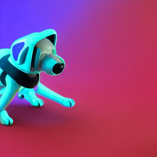 Prompt: isometric puppy bot, 3 d character realistic, very colorful, cinematic lighting, soft neon, volumetric lighting, apple design, jony ive, octane render, trending on artstation