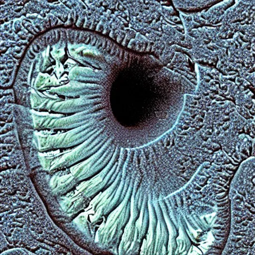 Image similar to hydrothermal polychaeta worm head, jaws, coloured scanning electron micrograph