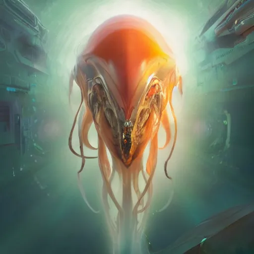 Image similar to Full shot of a venus squid monster astronaut defined facial features, intricate abstract. cyberpunk, symmetrical facial features. By Ruan Jia and Artgerm and Range Murata and WLOP and Ross Tran and William-Adolphe Bouguereau and Beeple. Key Art. Fantasy Illustration. award winning, Artstation, intricate details, realistic, Hyperdetailed, 8k resolution.