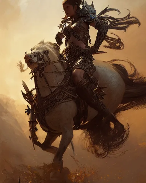 Image similar to a fierce warrior princess in full armor, fantasy character portrait, ultra realistic, concept art, intricate details, highly detailed by greg rutkowski, gaston bussiere, craig mullins, simon bisley