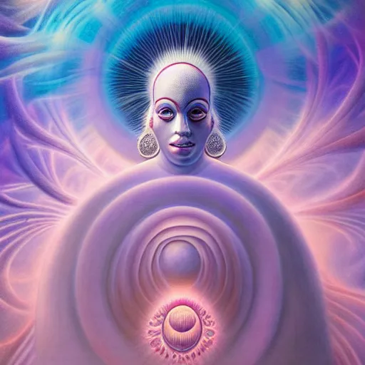 Image similar to obatala the cosmic god sitting in a cabana made of nebula clouds, by Adi granov and afarin sajedi and amanda sage and evgeni gordiets and Agostino Arrivabene in a psychedelic portrait style, ultrarealistic matte painting, volumetric lighting, fractal, extremely symmetrical, highly detailed face, orisha, 8k, hd