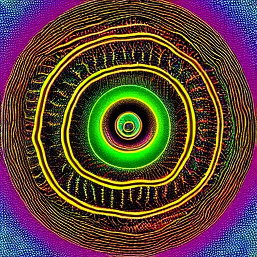 Prompt: nematode worms find a plant cell, microscopy, microscope, trippy, Alex Grey, colour halftone, science, scientific, journal